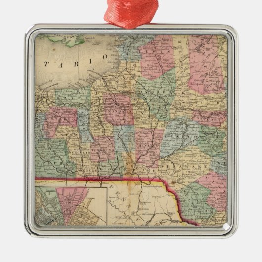 New York State Map door Mitchell Metalen Ornament (Voorkant)