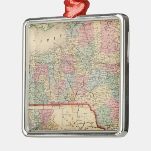 New York State Map door Mitchell Metalen Ornament (Links)