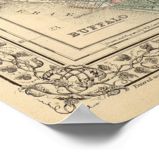 New York State Map door Mitchell Poster (Hoek)