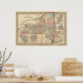 New York State Map door Mitchell Poster (Keuken)