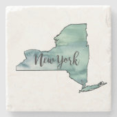 New York State Map Marble Stone Onderzetter (Voorkant)