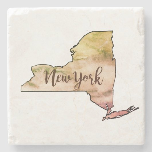 New York State Map Marble Stone Onderzetter (Voorkant)
