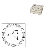 New York State Map Retouradres Wood Art Stamp Rubberstempel (Gestempeld)