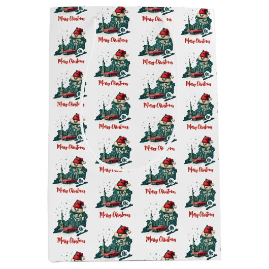 New York State Merry Christmas Aangepaste tekst Medium Cadeauzakje (Voorkant)