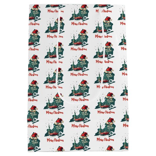 New York State Merry Christmas Aangepaste tekst Medium Cadeauzakje (Achterkant)