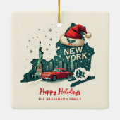 New York State Merry Christmas Custom Holiday Keramisch Ornament (Achterkant)