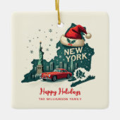 New York State Merry Christmas Custom Holiday Keramisch Ornament (Voorkant)