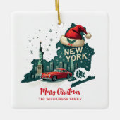New York State Merry Christmas Custom Holiday Keramisch Ornament (Voorkant)