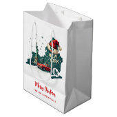 New York State Merry Christmas Custom Holiday Medium Cadeauzakje (Voorkant Gekanteld)