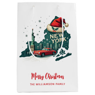 New York State Merry Christmas Custom Holiday Medium Cadeauzakje