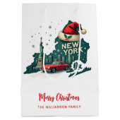 New York State Merry Christmas Custom Holiday Medium Cadeauzakje (Achterkant)