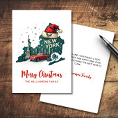 New York State Merry Christmas Retro gepersonalise Kaart