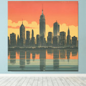 New York State of Mind - Retro Skyline Canvas Afdruk (Insitu (Houten vloer))