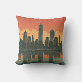 New York State of Mind - Retro Skyline Gooi Pillo Kussen
