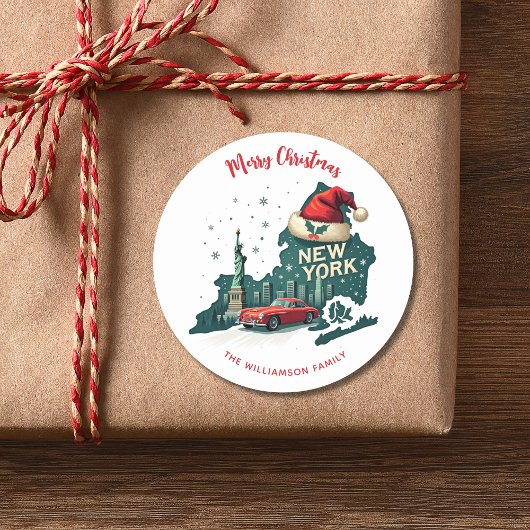 New York State Prettig Kerstmis Custom Vakantie Ronde Sticker