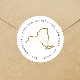 New York State Return-adreslabels Ronde Sticker