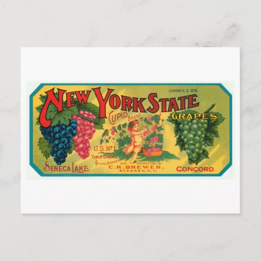New York State Seneca Lake Grapes  Crate La Briefkaart (Voorkant)