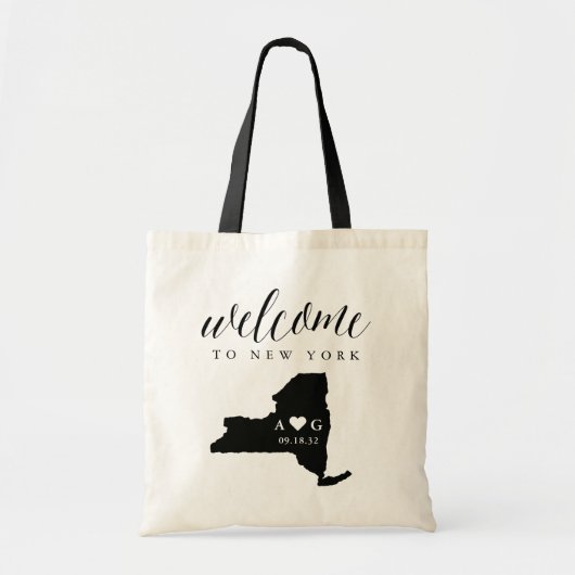 New York State Silhouette Wedding Welkom Tas (Voorkant)