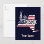 New York State United States Retro Map USA Feestdagenkaart (Voorkant / Achterkant)