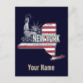 New York State United States Retro Map  USA Feestdagenkaart (Voorkant)