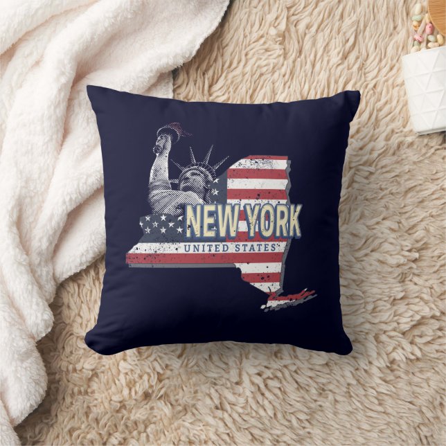 New York State United States Retro Map  USA Kussen (Deken)