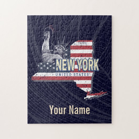 New York State United States Retro Map USA Legpuzzel (Verticaal)