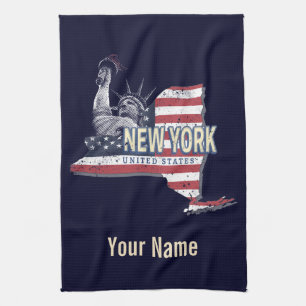 New York State United States Retro Map  USA Theedoek