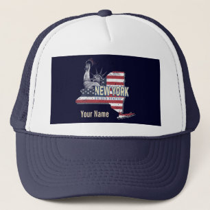New York State United States Retro Map USA Trucker Pet