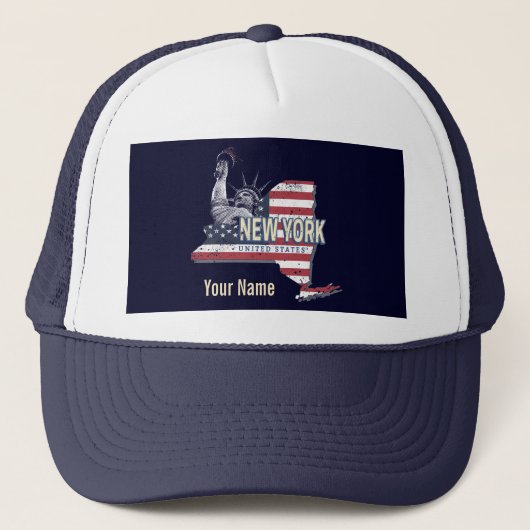 New York State United States Retro Map  USA Trucker Pet (Voorkant)