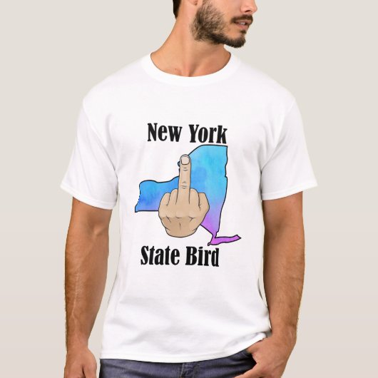 New York State vogel T-shirt middelvinger kleur (Voorkant)