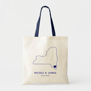 New York State Wedding Welcome Bag Map Tas, marine Tote Bag