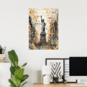 New York Statue of Liberty Abstract Drip Painting Poster (Thuiskantoor)