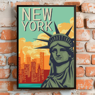 New York Statue of Liberty Retro Perfect Poster