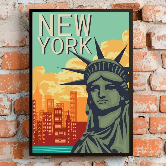 New York Statue of Liberty Retro Perfect Poster