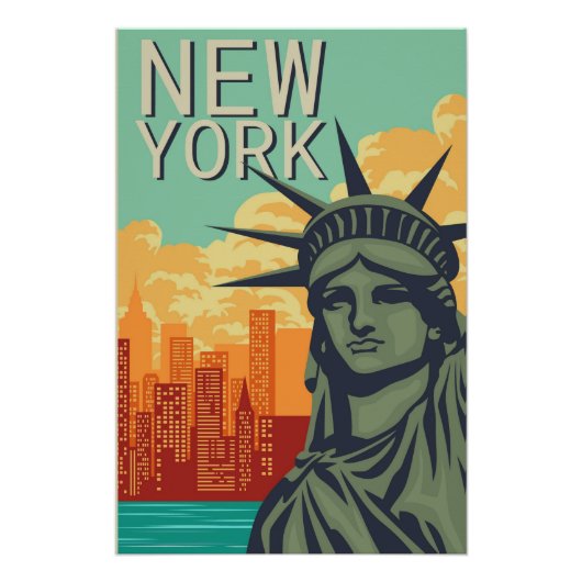 New York Statue of Liberty Retro Perfect Poster (Voorkant)