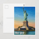New York Statue of Liberty Travel Briefkaart (Voorkant / Achterkant)