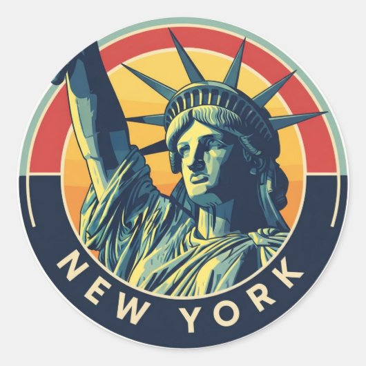 New York Statue of Liberty Travel Ronde Sticker (Voorkant)