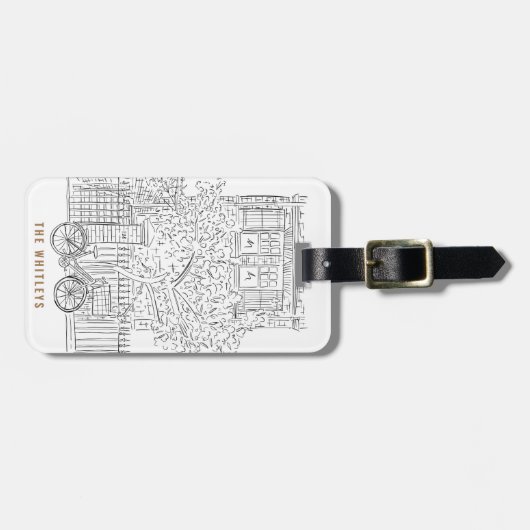 New York stopt met zwart-wit Bagagelabel (Voorkant horizontaal)