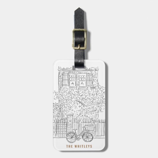 New York stopt met zwart-wit Bagagelabel (Voorkant verticaal)