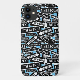 New York Street Names Blauw Patroon Case-Mate iPhone Case