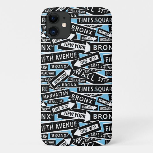 New York Street Names Blauw Patroon Case-Mate iPhone Case (Achterkant)
