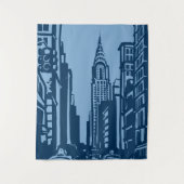 New York Street Tapestry Deep Blue Wandkleed (Voorkant)