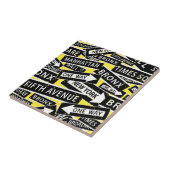 New York Street Tekens Zwart Wit Geel Tegeltje (Zijkant)