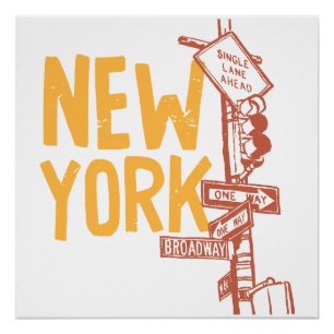 New York Street tekent Poster