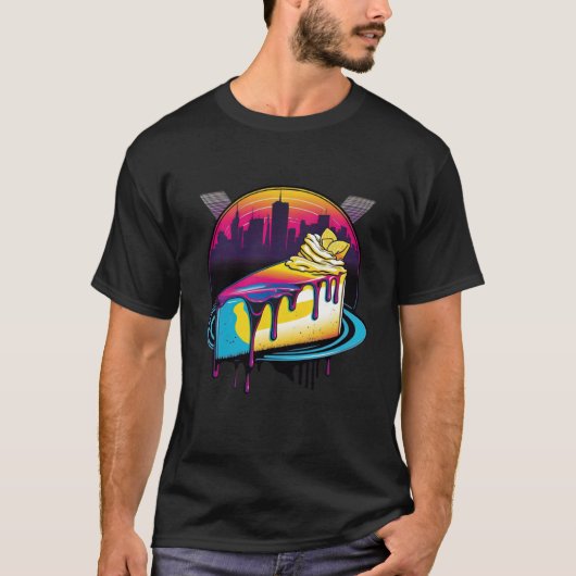 New York Style Cheesecake Synthwave 80s Retrowave  T-shirt (Voorkant)