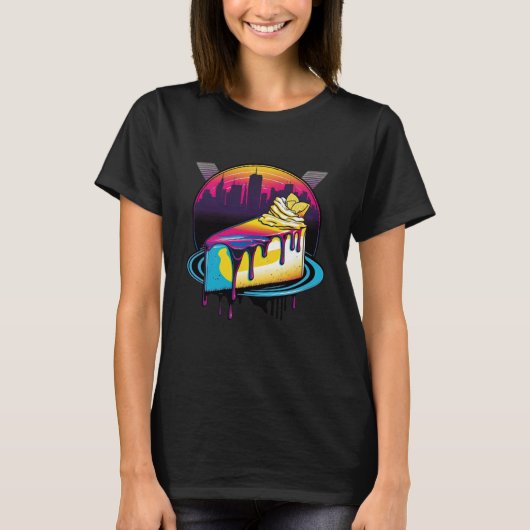 New York Style Cheesecake Synthwave 80s Retrowave  T-shirt (Voorkant)