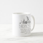 New York Stylized Skyline | Aangepaste slogan Koffiemok (Voorkant rechts)