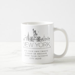 New York Stylized Skyline   Aangepaste slogan Koffiemok