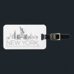 New York Stylized Skyline Bagagelabel<br><div class="desc">Een uniek bagagelabel dat de prachtige stad New York weergeeft.  Dit label bevat een gestileerde illustratie van de unieke skyline van de stad met de naam eronder.</div>