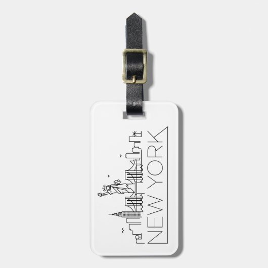 New York Stylized Skyline Bagagelabel (Voorkant verticaal)